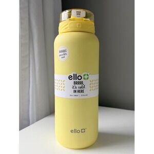 Ello Cooper 32oz Water‎ Bottle Yellow NWT Vacuum Insulated Stainless Steel Straw